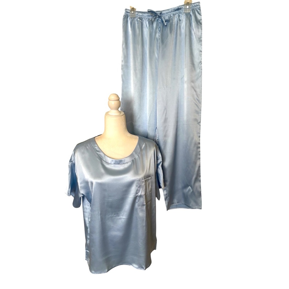 EKOUAER Blue Satin Two-Piece Pajama Set Size Medium *NEW*